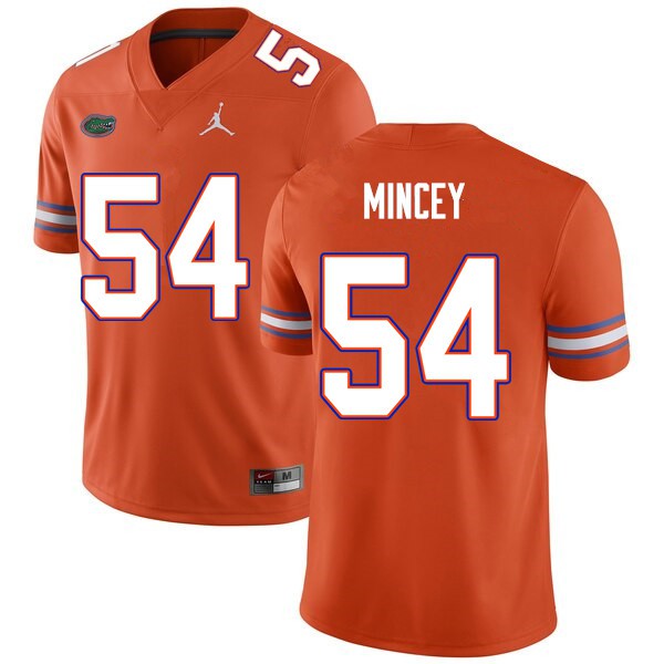 Men #54 Gerald Mincey Florida Gators College Football Jersey Orange